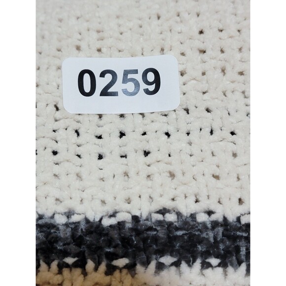 Rewind Woman's Large  Knit Cardigan Hooded Long Sleeve Cream Beige Black Stripes - Picture 5 of 5